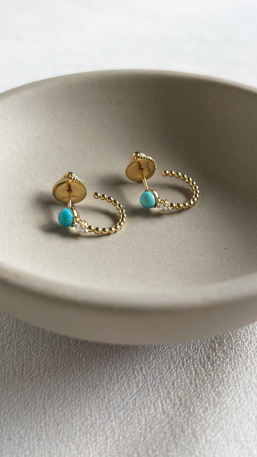 Cady Turquoise with Beads Small Hoop Gold Vermeil