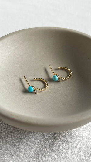 Cady Turquoise with Beads Small Hoop Gold Vermeil