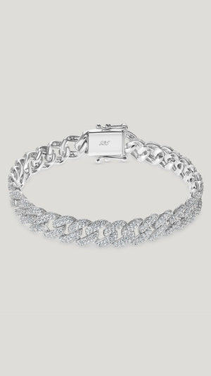  Vida pavé large sterling silver cuban chain bracelet for women