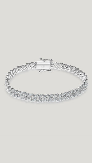 Vida sterling silver pavé small cuban chain bracelet for women