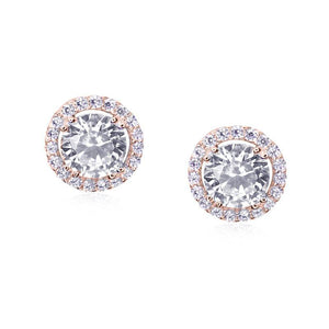 Sterling Silver Stud Earrings - Rose Gold Finish