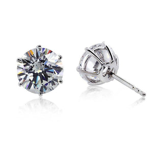 Fiona Six Prong Round Studs White Gold