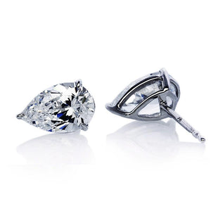 Cecile Pear Studs 9K White Gold