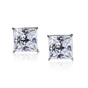 9K White Gold Princess Stud Earrings