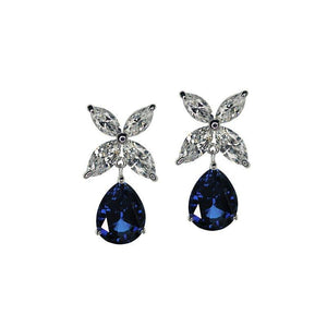 Sterling Silver Drop Earrings - Sapphire pear cut