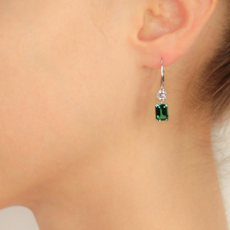 Shannon Green Emerald Euro Back Earrings