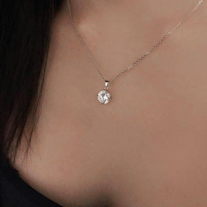 Hazel Four Prong Round Pendant White Gold