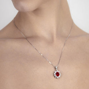 Carmine Oval Flower Cocktail Pendant