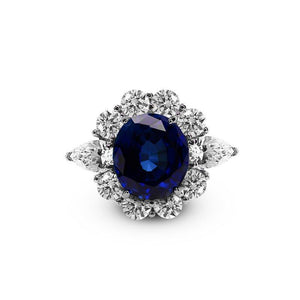 Sterling Silver Sapphire Ring - Sapphire encased with white stones