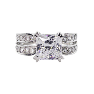 Deana Princess Double Channel Set Ring White Gold
