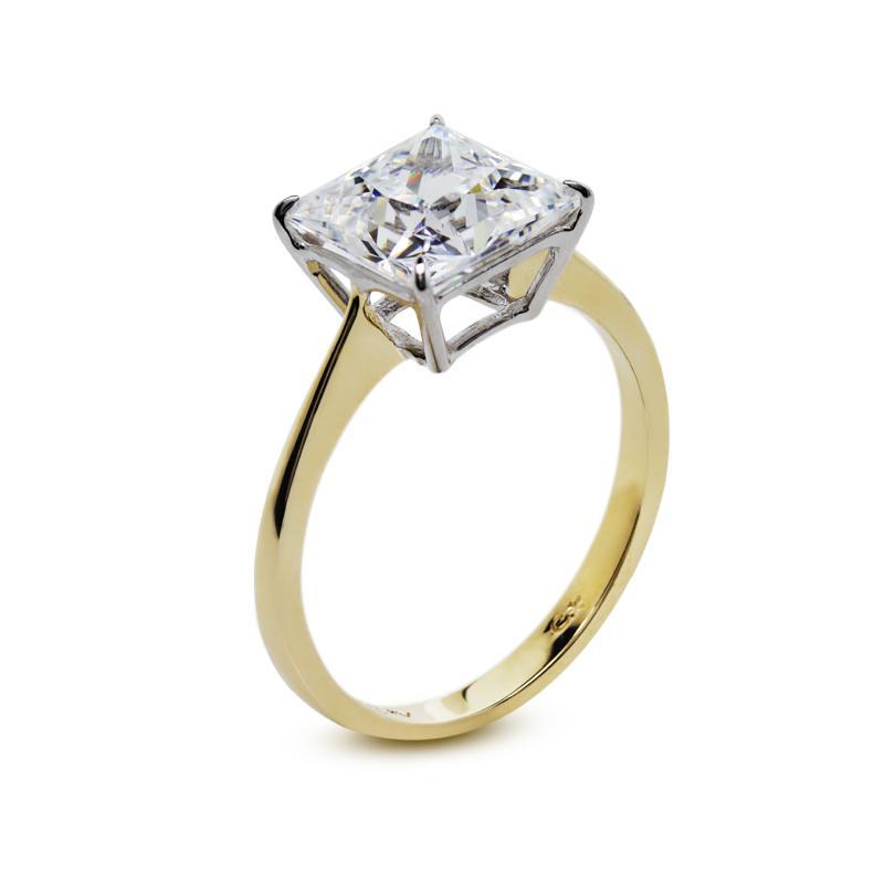 Julia Knife Edge Princess Solitaire Ring Yellow Gold