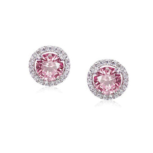 Gwyn Round Borderset Studs in Pink