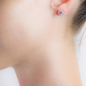 Gwyn Round Borderset Studs in Pink