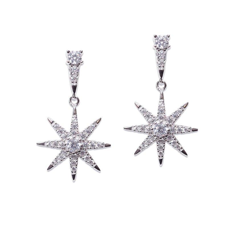 Sterling Silver Drop Earrings - Stella Collection Star Drop Earrings