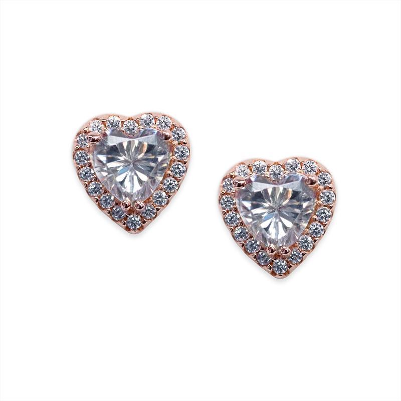 Sterling Silver Heart Studs - Rose Gold
