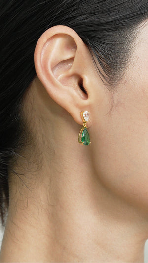 Arabella Emerald Earrings Gold Vermeil