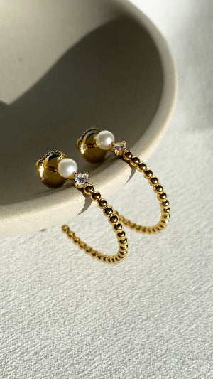 Cady Large Bead Hoops with Pearl Gold Vermeil