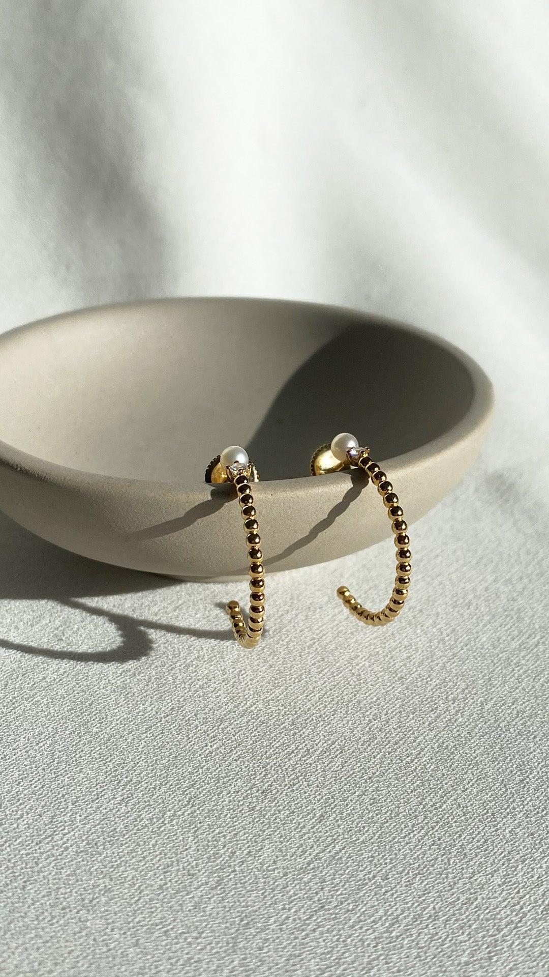 Cady Large Bead Hoops with Pearl Gold Vermeil