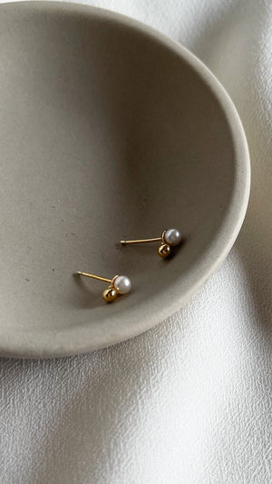 Cady Pearl and Bead Stud Gold Vermeil