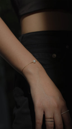 Cady Solitaire Pearl Bracelet Gold Vermeil