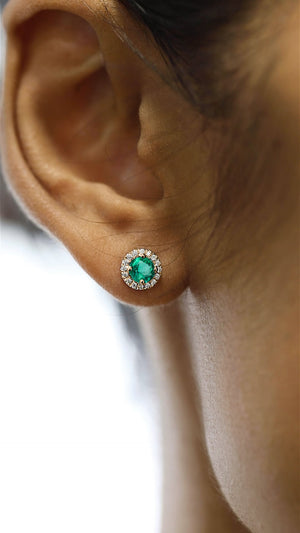 Cory Studs 18K Rose Gold Emerald