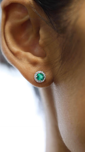 Cory Studs 18K White Gold Emerald