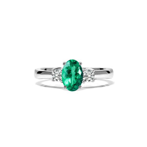 Elizabeth Ring 18K White Gold Emerald