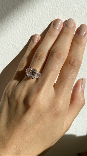 Isla Light Pink Emerald Trilogy Ring