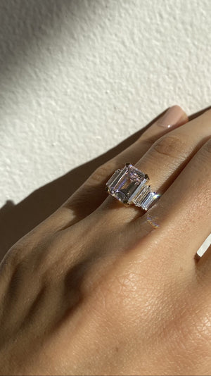 Isla Light Pink Emerald Trilogy Ring