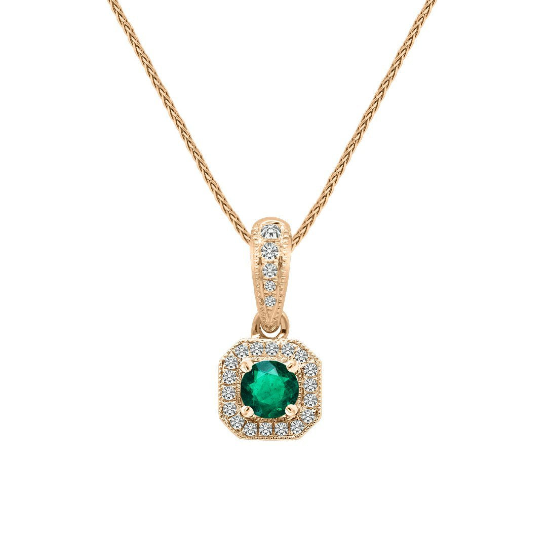 Leonora Necklace 18K Rose Gold Emerald