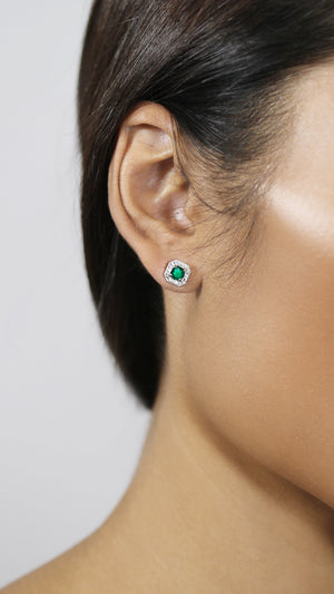 Leonora Studs 18K White Gold Emerald
