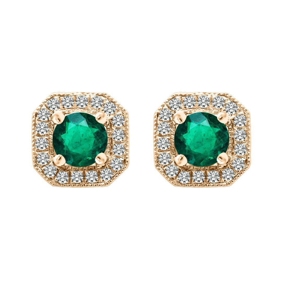 Leonora Studs 18K Rose Gold Emerald