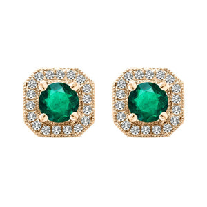 Leonora Studs 18K Rose Gold Emerald