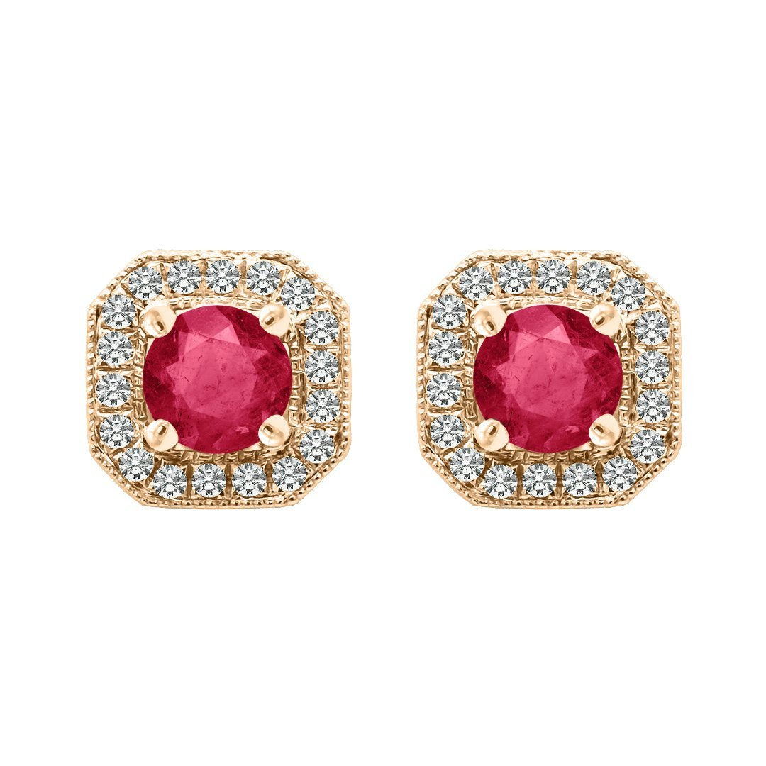 Leonora Studs 18K Rose Gold Ruby