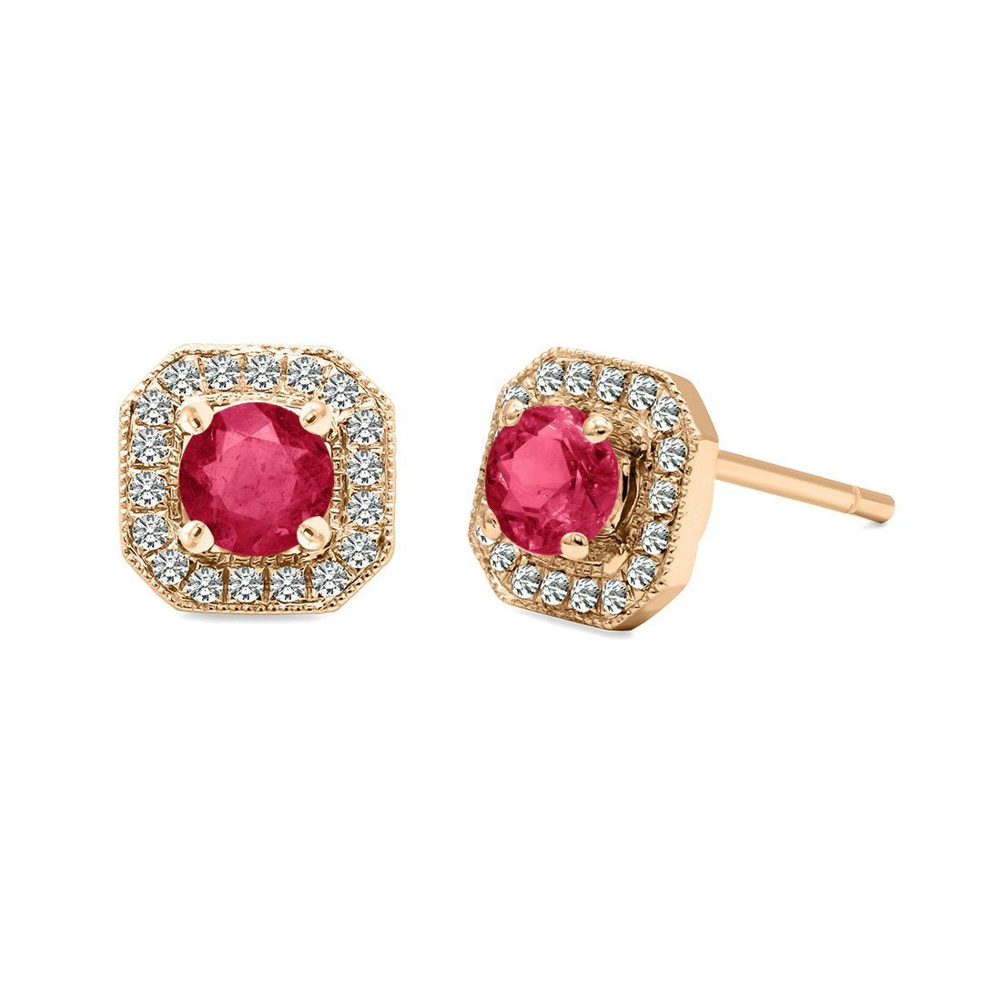 Leonora Studs 18K Rose Gold Ruby