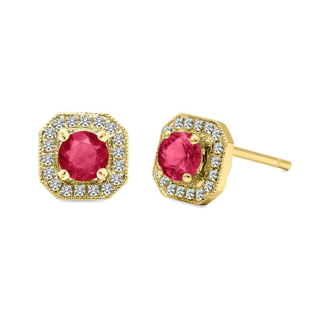 Leonora Studs 18K Yellow Gold Ruby