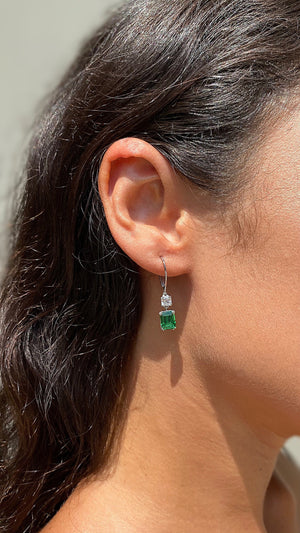 Shannon Green Emerald Euro Back Earrings