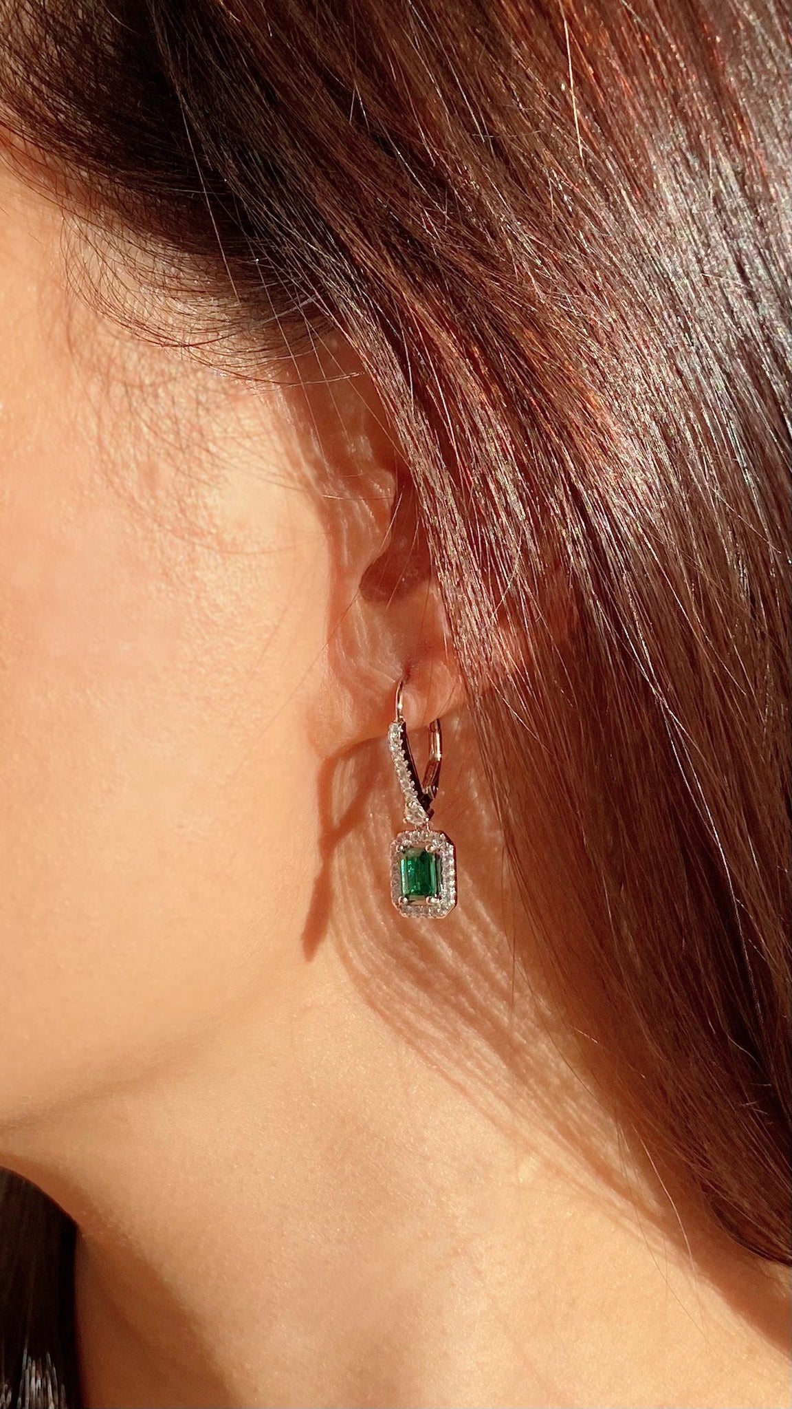 Moxie Emerald  Green Borderset Drop Earrings