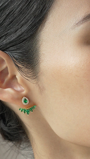 Suriya Emerald Ear Jackets Gold Vermeil