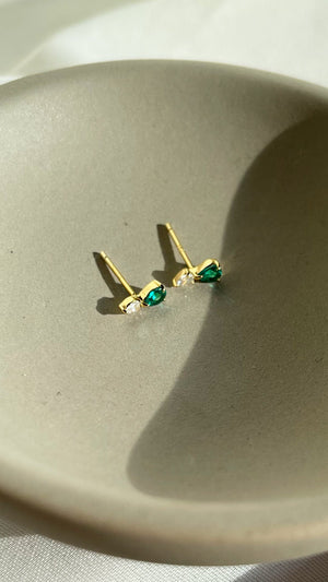 Zeta Studs Emerald Gold Vermeil