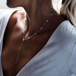 Sterling Silver Lariat Necklace - Stella Collection necklace with start motif and lariat drop
